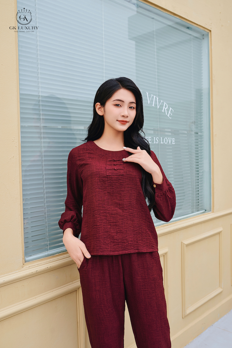 Bộ linen dài tay cổ tròn GK78